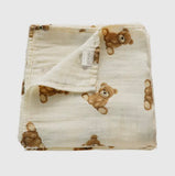 Bamboo Muslin Swaddle Baby Blanket (Teddy Bear)