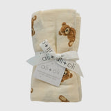 Bamboo Muslin Swaddle Baby Blanket (Teddy Bear)