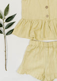 Ramona Linen Summer Outfit in Lime Green